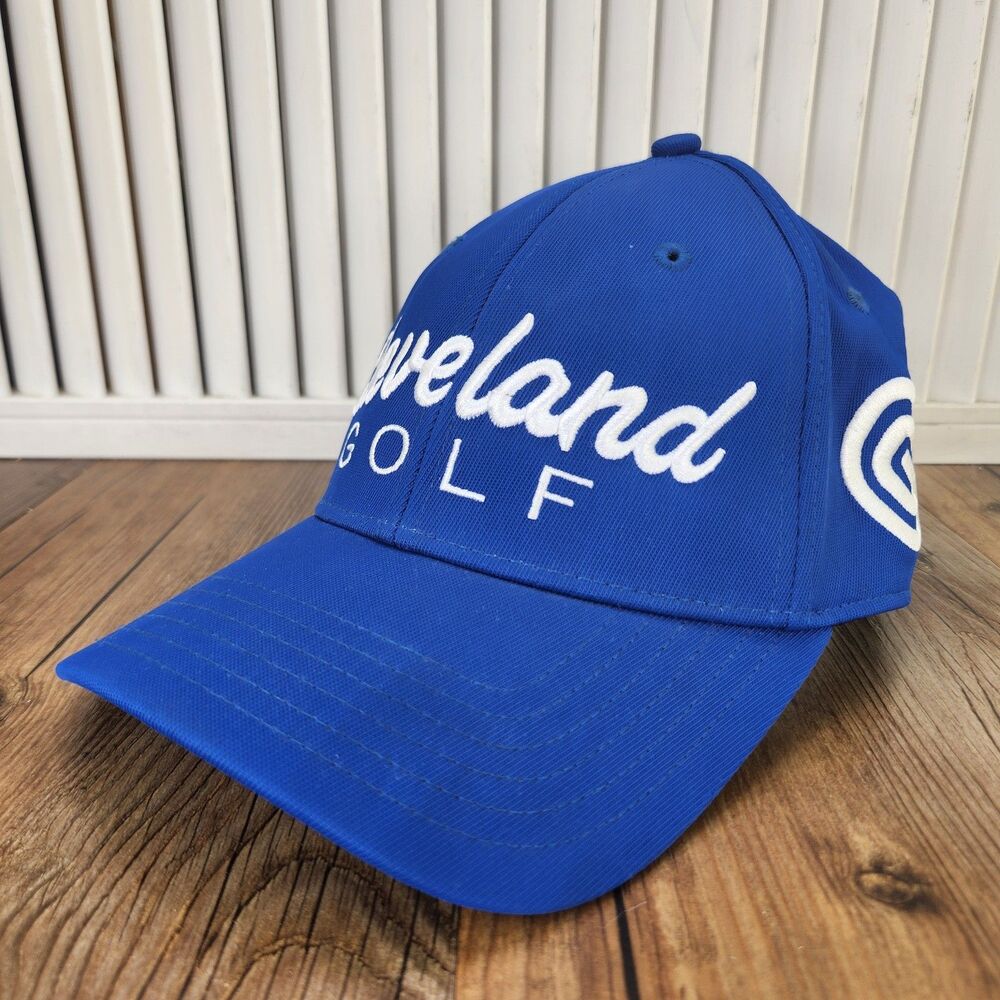 Cleveland Golf Structured Adjustable Hat Blue White Strapback Embroidered Cap